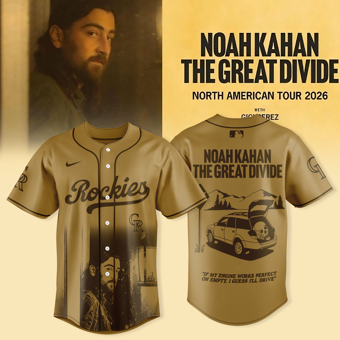Colorado Rockies x Noah Kahan - "The Great Divide Tour 2026" Jersey Collection | ML22