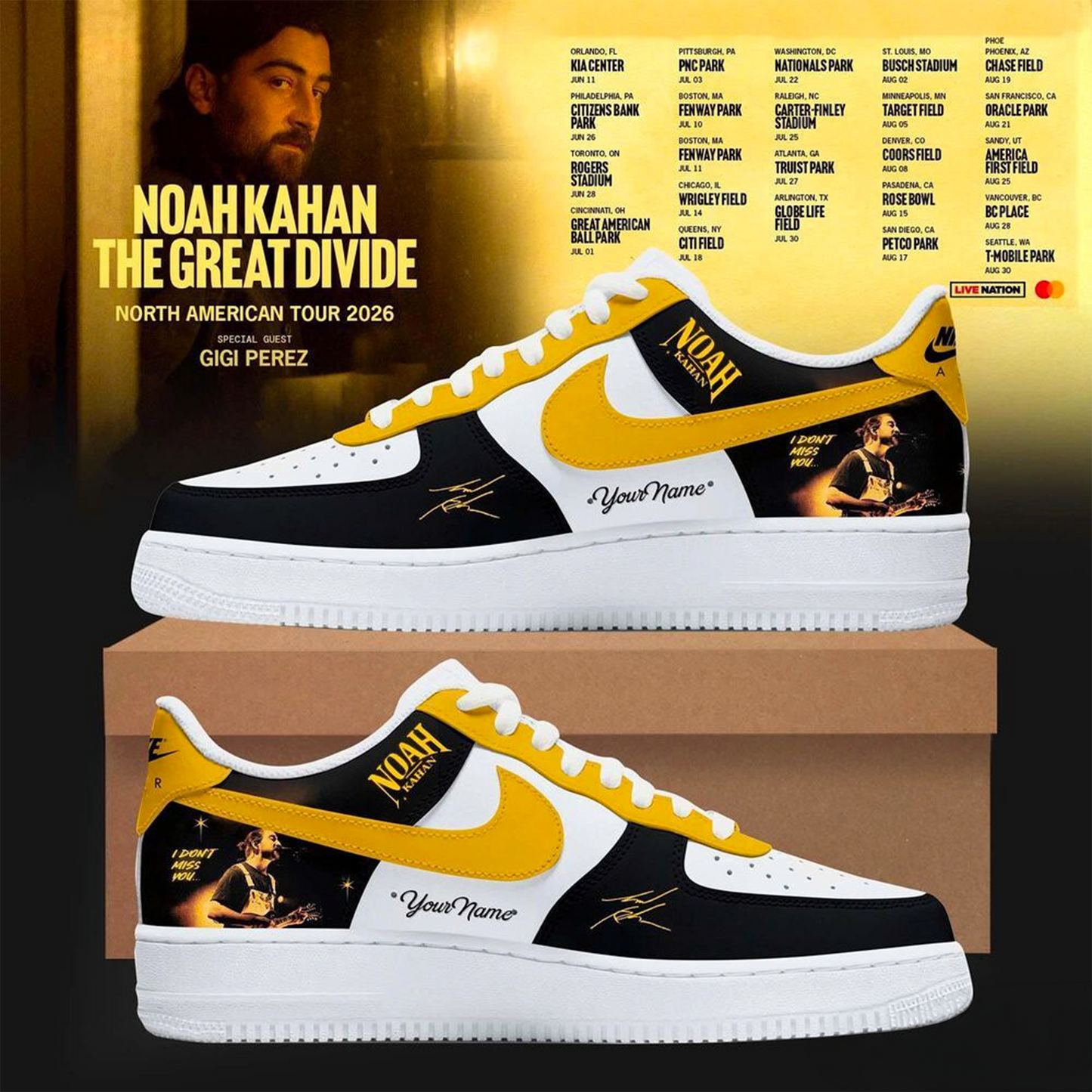 Noah Kahan The Great Divide Tour 2026 AF1 Shoes | NB76