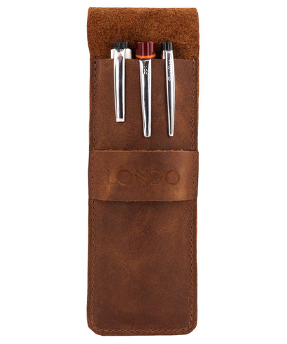 Personalized Handcrafted Top Grain Leather Pen Holder, Pen Pouch, High-Quality Pencil Case, Custom Pencil Bag, Pencil Case with Tuck in Flap