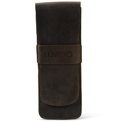 Personalized Handcrafted Top Grain Leather Pen Holder, Pen Pouch, Two Compartment Pencil Case, Custom Pencil Bag with Tuck in Flap