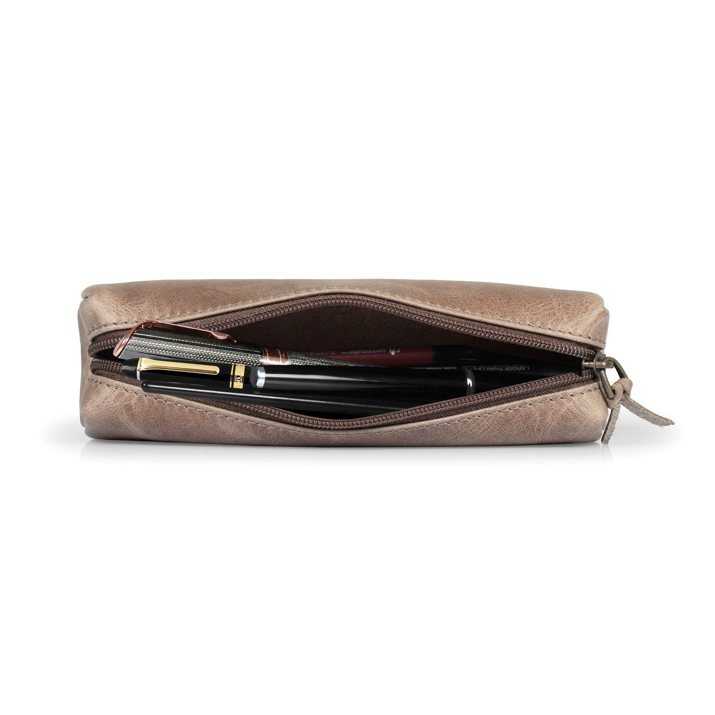 Personalized Top Grain Leather Pen Pouch, Hand Crafted Makeup Case, High Quality Pen Holder, Classic Look  Pencil Holder,  Personalized Gift