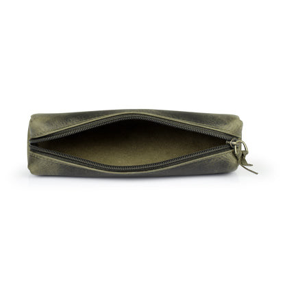 Personalized Hand Crafted Top Grain Leather Zip Pen Case, Pencil Bag, High-Quality Cosmetic Case, Custom Makeup Bag, Classic Look Pen Pouch