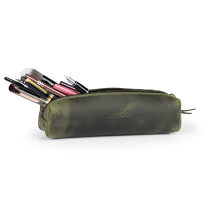 Personalized Top Grain Leather Makeup Case, Hand Crafted Pen Pouch, Custom Pen Holder, High Quality Pencil Case, Pencil Bags,  Birthday Gift