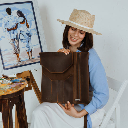 Back to School Art Supplies Roll, Leather Brush Organizer, Portable Artist Wrap, Creative Gift for Student Painter