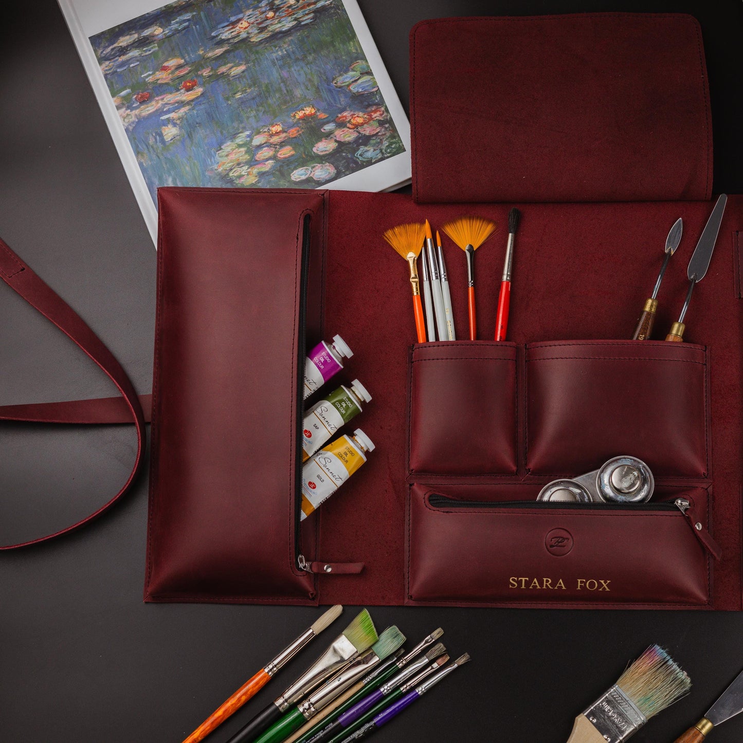 Leather Sketchbook Cover, Art Organizer