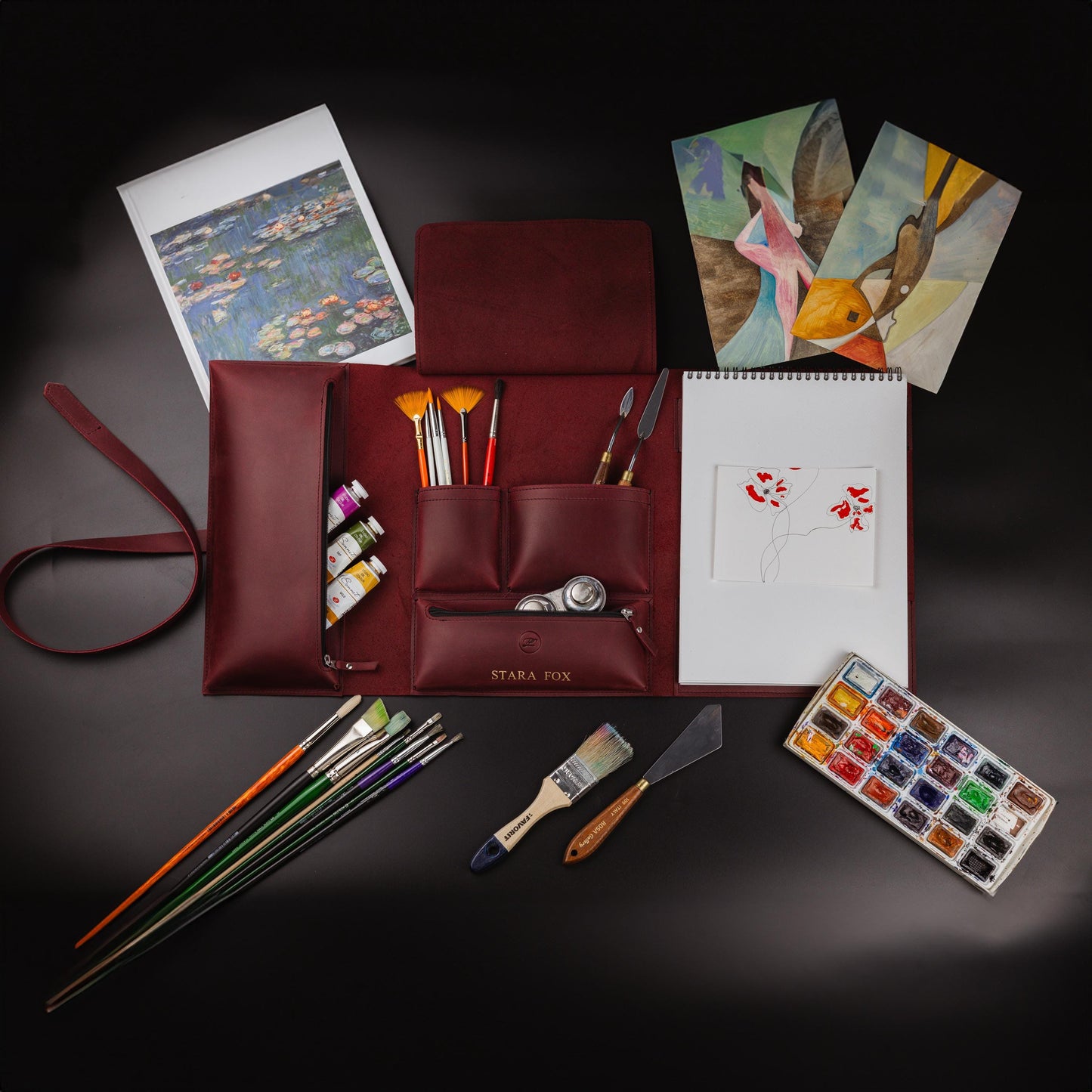 Graduation Gift for Art Student, Leather Sketchbook Cover, Refillable Drawing Notebook Holder, Artist Keepsake
