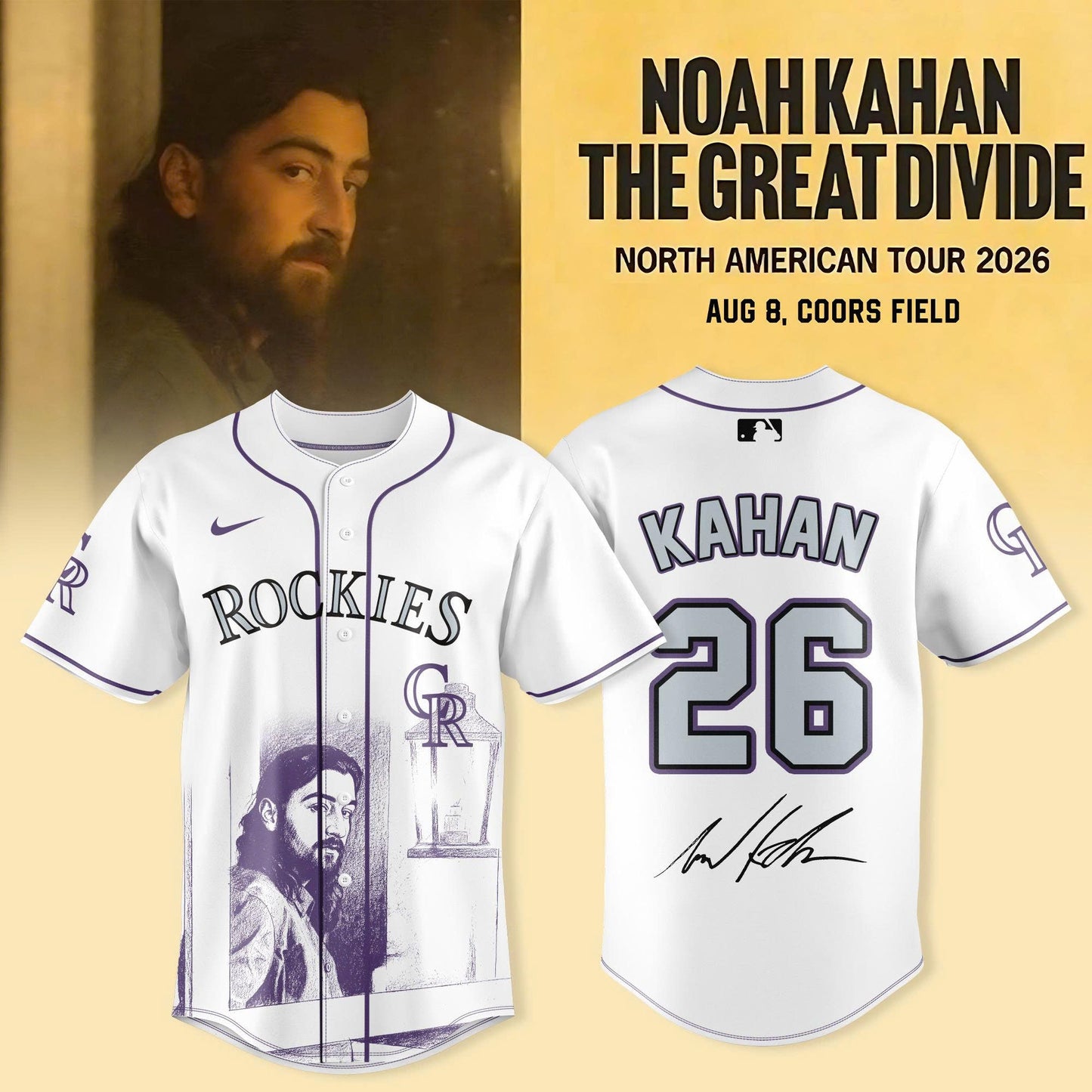 Colorado Rockies x Noah Kahan - "The Great Divide Tour 2026" Jersey Collection | CV24
