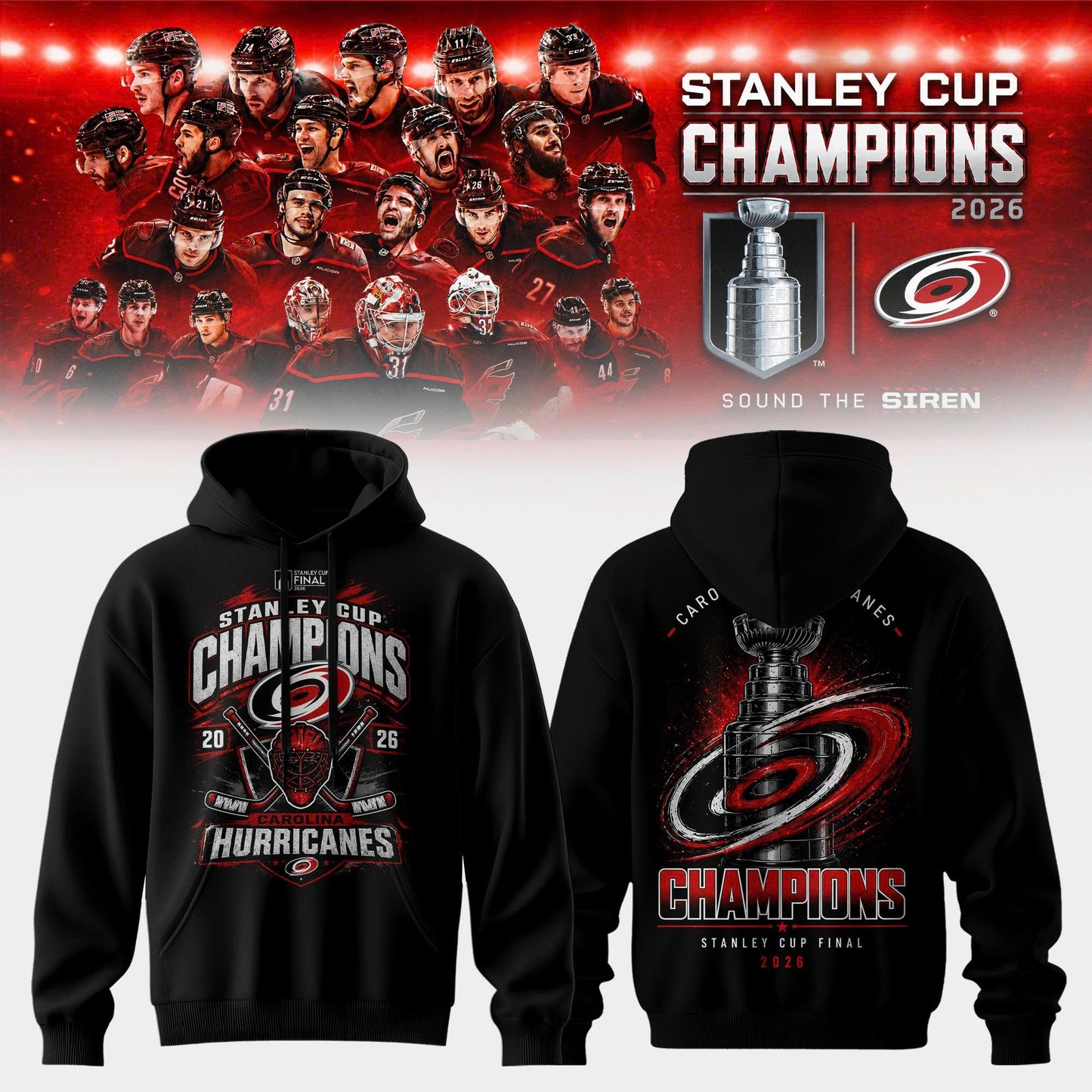 Carolina Hurricanes 2026 Stanley Cup Champions Hoodie | HK92