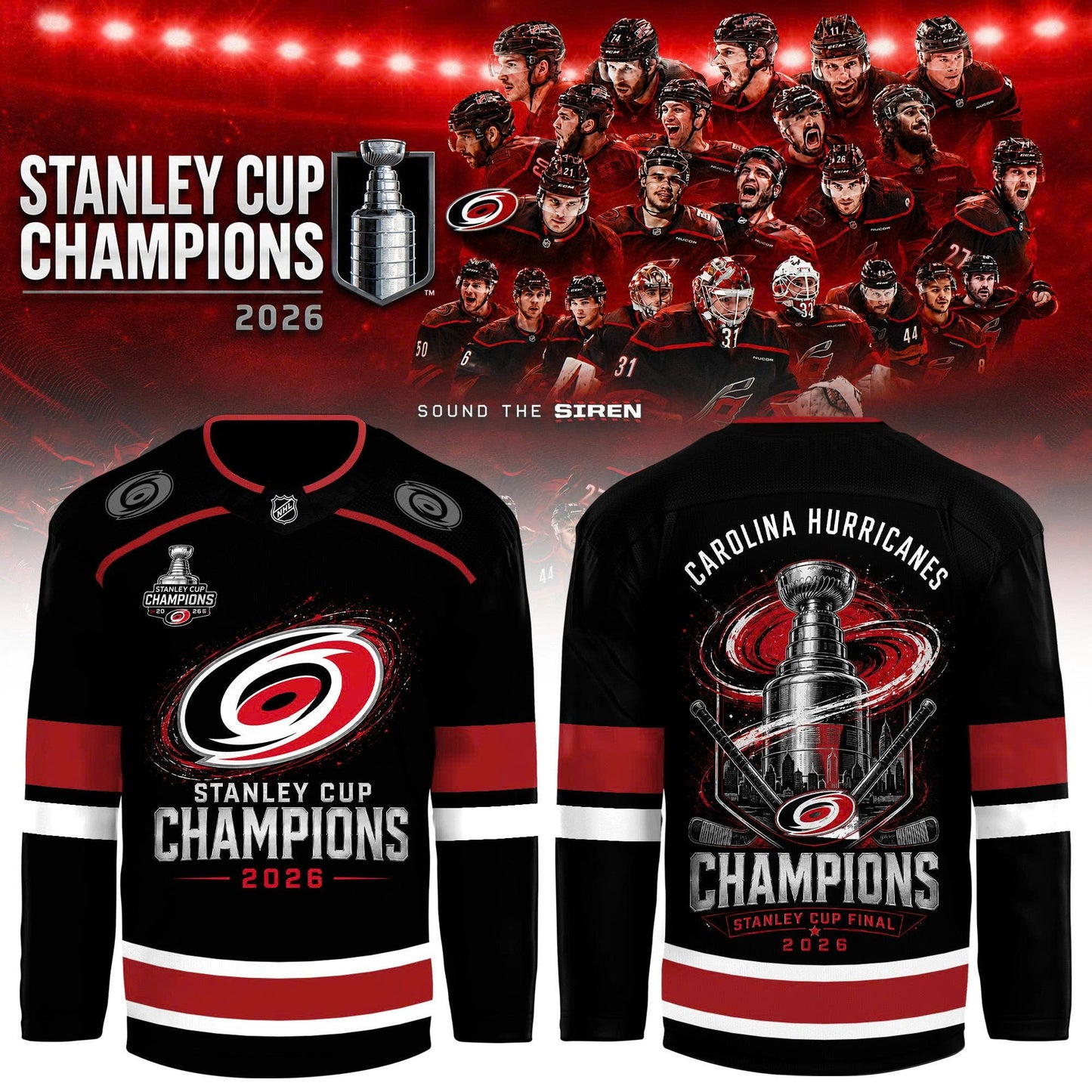 Carolina Hurricanes 2026 Stanley Cup Champions Hockey Jersey | CH26